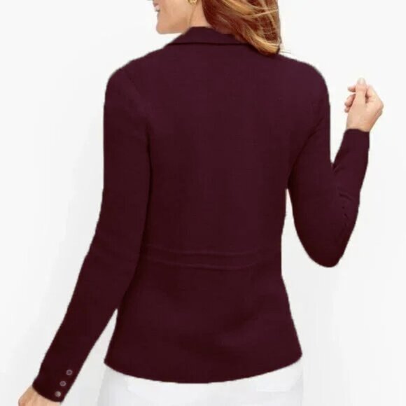 Talbots - Pure Merino Wool Sweater Blazer Jacket Burgundy extra large XL - Picture 3 of 11